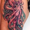 New School Oktopus Oberschenkel tattoo von Fontecha Iron