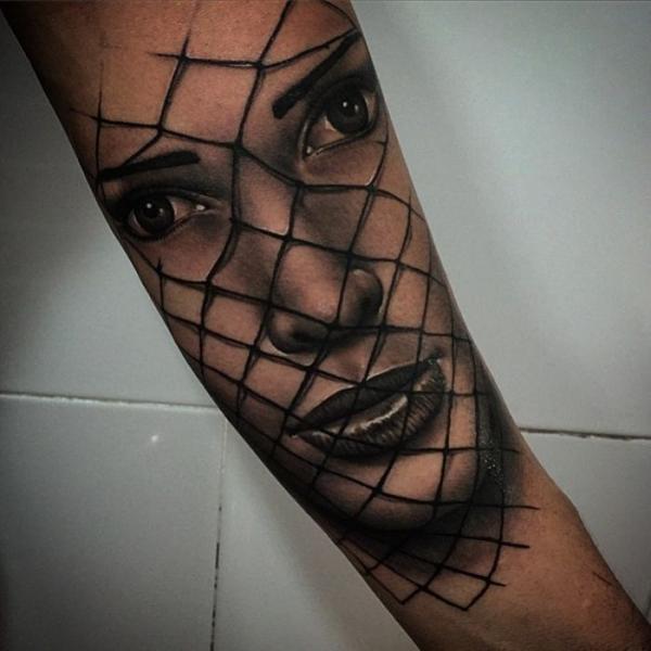 Arm Realistic Woman Net Tattoo by PXA Body Art