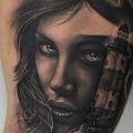 Arm Leuchtturm Frau tattoo von PXA Body Art