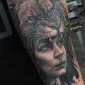 Arm Lion Woman tattoo by PXA Body Art