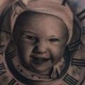 Portrait Clock Chest Children tattoo by PXA Body Art