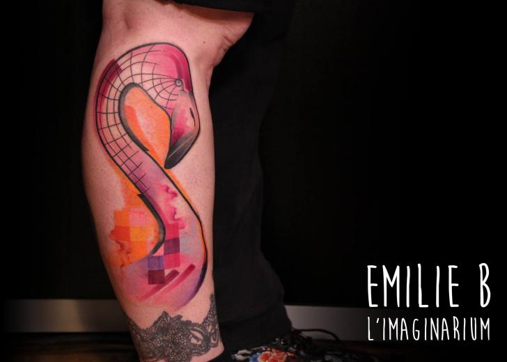 Leg Flamingo Tattoo by Imaginarium Tatouage