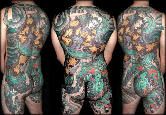 Tatuaje Japoneses Espalda Samurai Culo por Leu Family Iron