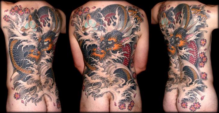Japanese Back Dragon Tattoo by Leu Family Iron