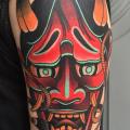 Old School Japanese Mask Demon tattoo by Sorry Mom