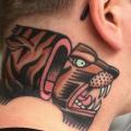Old School Neck Tiger tattoo by Sorry Mom