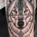 Arm Wolf Dotwork Geometric tattoo by NR Studio