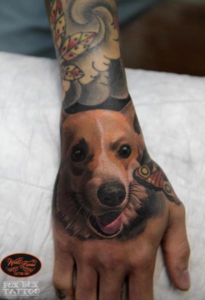 Realistic Dog Hand Tattoo by NR Studio