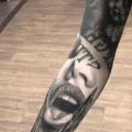 Arm Scissor Sleeve Mouth Lips tattoo by NR Studio