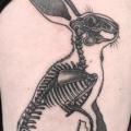 Rabbit Skeleton Thigh tattoo by NR Studio