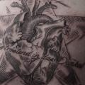tatuagem Coração Estilo de Escrita Estrela Costas por Art Faktors