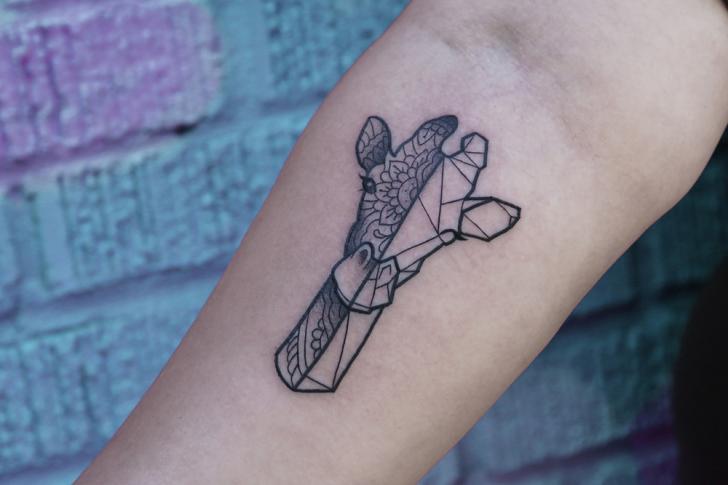 Arm Geometric Giraffe Tattoo by Bang Bang