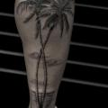 Waden Baum Palme tattoo von Bang Bang