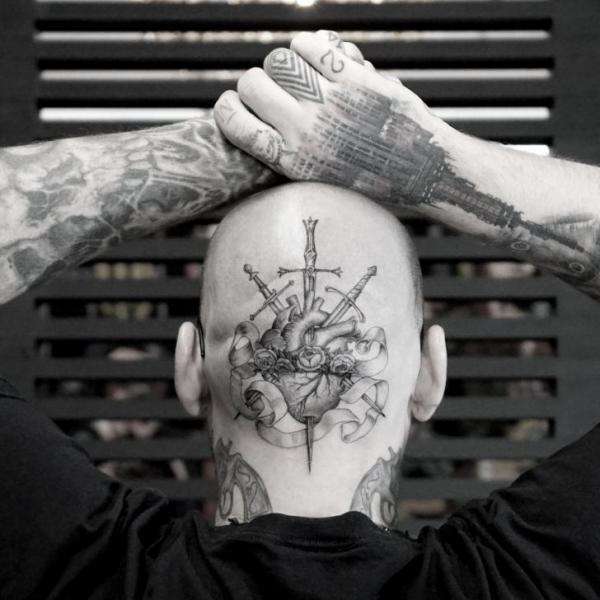 Herz Kopf Messer Tattoo von Bang Bang