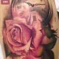 Arm Clock Flower Rose tattoo by Logia Barcelona
