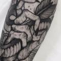 Arm Snake Hand Dotwork tattoo by Logia Barcelona