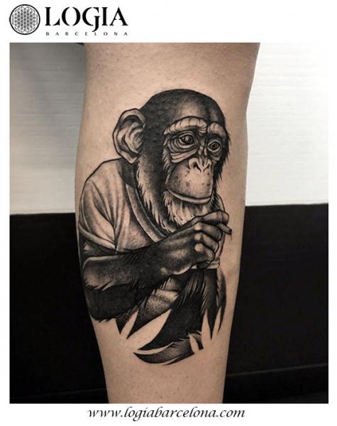Arm Monkey Smoke Tattoo by Logia Barcelona