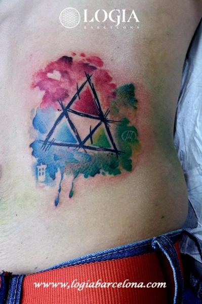 Side Water Color Triangle Tattoo by Logia Barcelona