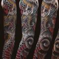 Japanische Drachen Sleeve tattoo von Logia Barcelona