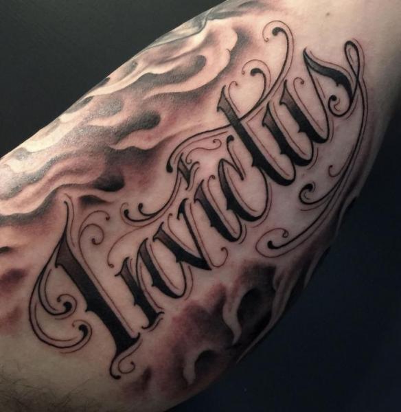 Arm Lettering Tattoo by Kings Avenue Tattoo