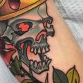 Arm Flower Skull Crown tattoo by Good Kind Tattoo