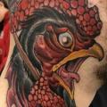 Neck Rooster tattoo by Good Kind Tattoo