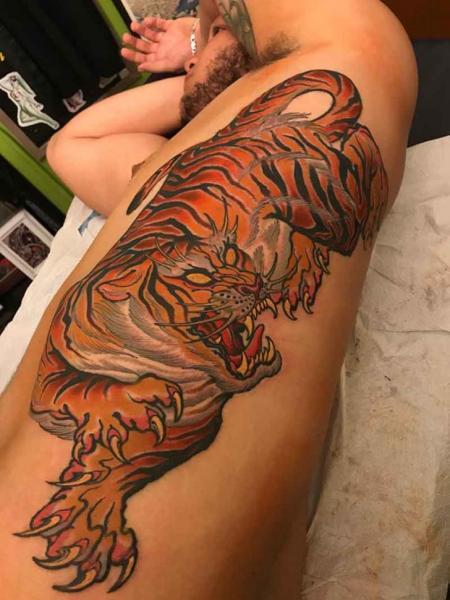 Side Tiger Tattoo by Good Kind Tattoo