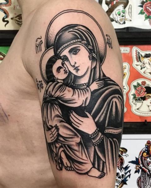 Arm Religious Tattoo by Electric Anvil Tattoo