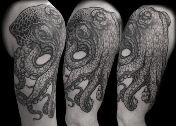 Shoulder Octopus Tattoo by Electric Anvil Tattoo