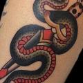tatuaggio Braccio Serpente Old School Pugnale di Black Anvil Tattoo
