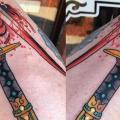Neck Dagger Blood tattoo by Black Anvil Tattoo