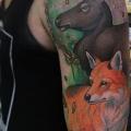 Shoulder Arm Realistic Goose Fox tattoo by Black Anvil Tattoo