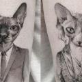 tatuaje Brazo Retrato Gato Dotwork por Dot Ink Group