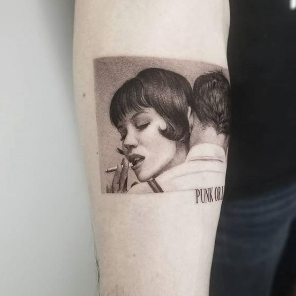 Arm Dotwork Smoke Woman Tattoo by Dot Ink Group