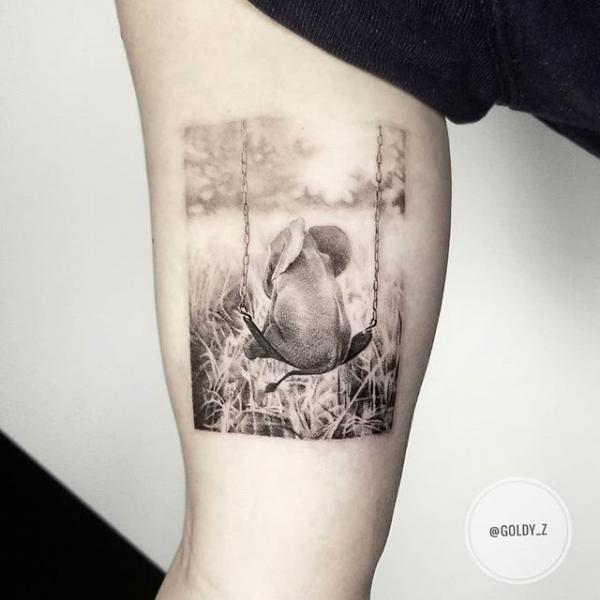 Arm Elephant Dotwork Seesaw Tattoo by Dot Ink Group