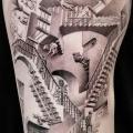 Arm Dotwork Escher tattoo by Dot Ink Group