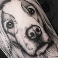 Arm Hund Dotwork tattoo von Heart of Art
