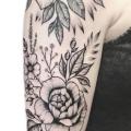 Shoulder Arm Flower Dotwork tattoo by Heart of Art