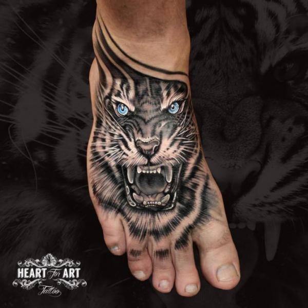 Foot Tiger Tattoo by Heart of Art