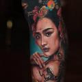 tatouage Réaliste Geisha Sleeve par Sabian Ink