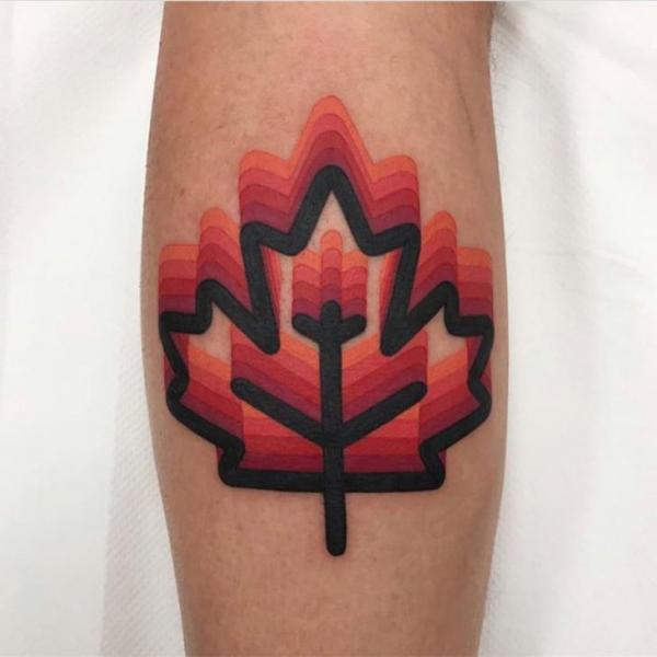 Tatuaż Łydka Liść przez Mambo Tattooer
