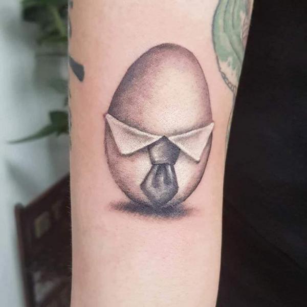 Arm Egg Tattoo by Plan9 Ealing