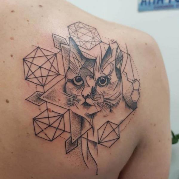 Back Cat Abstract Tattoo by Plan9 Ealing