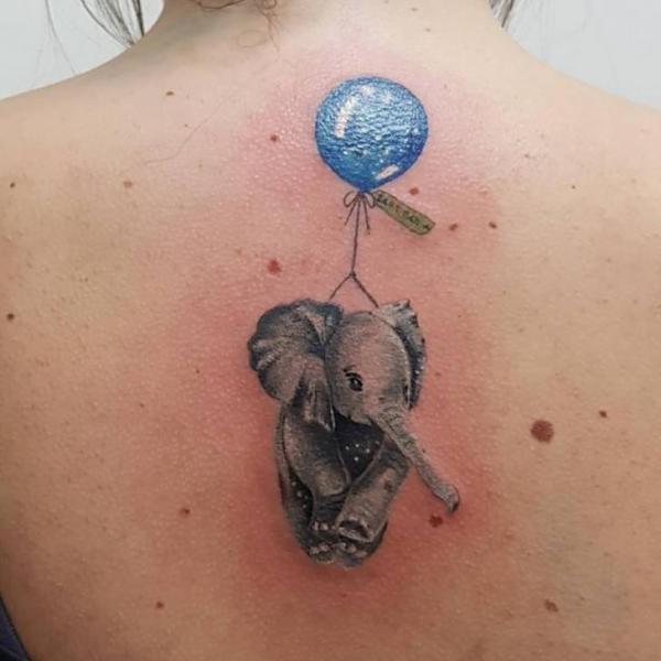 Rücken Elefant Tattoo von Plan9 Ealing