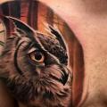 Realistic Chest Owl tattoo by Plan9 Ealing
