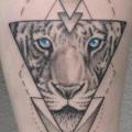 tatuaje Brazo Tigre Triángulo por Cia Tattoo
