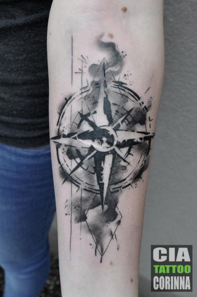 Arm Wind Rose Water Color Tattoo by Cia Tattoo