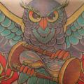 Chest Owl Clepsydra tattoo by Cia Tattoo