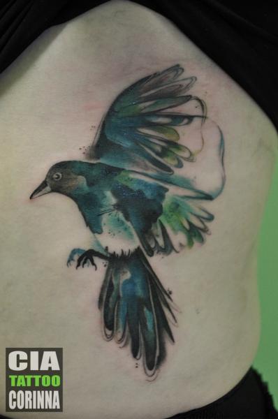 Seite Vogel Aquarell Tattoo von Cia Tattoo