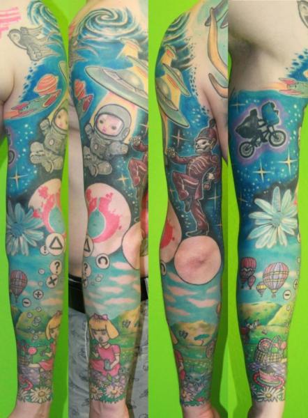 Fantasy Character Sleeve Space Tattoo by Cia Tattoo